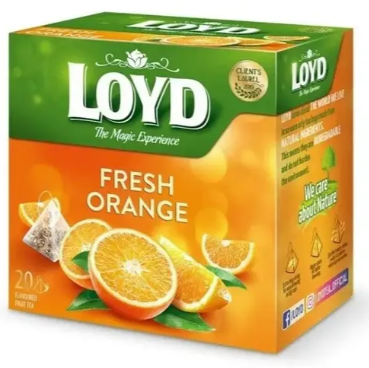 Чай фруктовий Loyd Fresh Orange з апельсиновим смаком, у пірамідках, 44 г